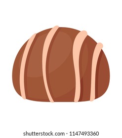 
Delicious dark praline chocolate candy flat icon image 
