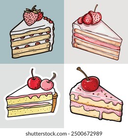 Delicious decorated birthday cake Illustration
