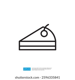Delicious Dessert Cake Icon Featuring A Slice With Chocolate Cream Topping And Garnish On A Plate