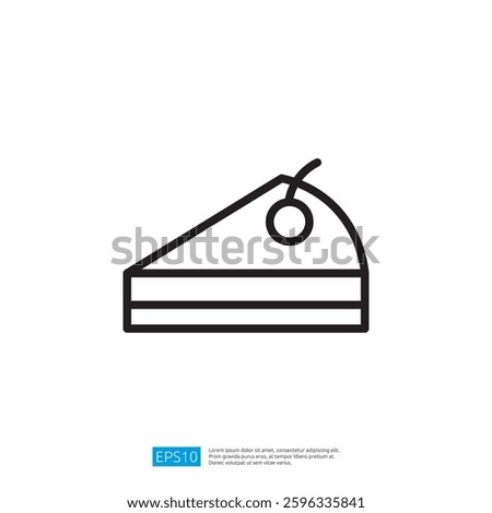 Delicious Dessert Cake Icon Featuring A Slice With Chocolate Cream Topping And Garnish On A Plate