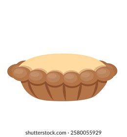 Delicious dessert chocolate pie with pudding filling cartoon isolated object illustration