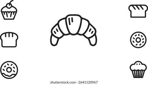Delicious Dessert Icons: Cupcakes, Donuts, Cakes, Muffins, and Treats Collection