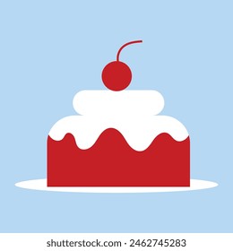 Delicious  dessert, pastries, Birthday cake slice. cream  cakes collection. Cute cartoon tasty food. Flat design. Isolated sky background Vector illustration. EPS 10