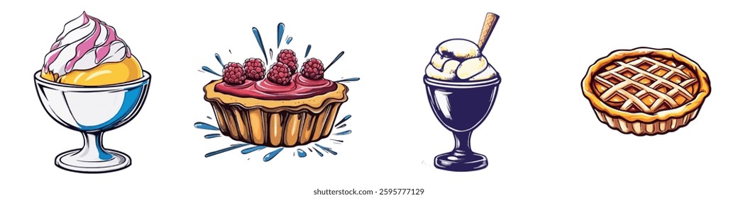 Delicious Dessert Treats Featuring Ice Cream and Tarts