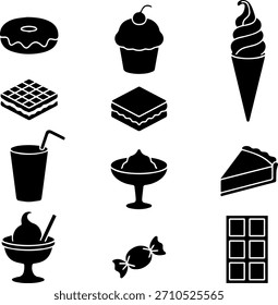 Köstliche Dessert-Vektorsymbole, perfekt für Menüs, Branding und Food-Apps.
