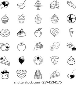 Delicious Desserts Cakes, Cupcakes, Pies, and Sweet Treats Icons