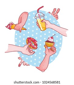 Delicious desserts in the hands