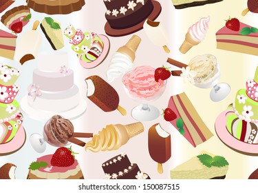 Delicious desserts seamless background