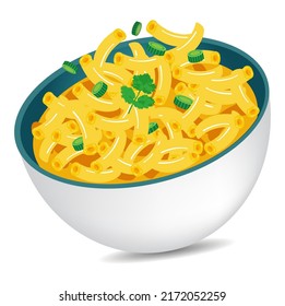 Delicious Dish Of Mac And Cheese Bowl Vector Illustration 