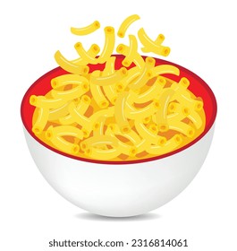 delicious dish of macaroni and cheese bowl vector illustration 