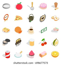 Delicious dishe icons set. Cartoon set of 25 delicious dishe vector icons for web isolated on white background