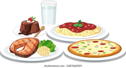 Delicious and Diverse Cuisine Vector Set illustration
