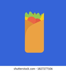
Delicious doner shawarma with meat, tomatoes, salad to satisfy hunger