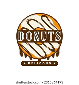 Delicious donut cartoon vector logo Illustration