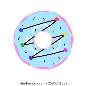 Delicious Donut with Colorful Sprinkles Vector Art