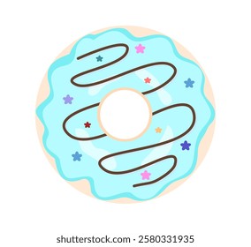 Delicious Donut with Colorful Sprinkles Vector Art