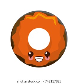 Delicious donut dessert, cute kawaii cartoon
