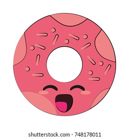 Delicious donut dessert cute kawaii cartoon