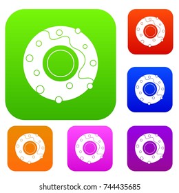 Delicious donut dessert set icon color in flat style isolated on white. Collection sings vector illustration