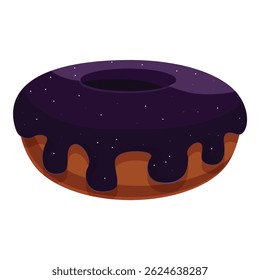 Rosca deliciosa com glacê roxo pingando sobre rosca no fundo branco