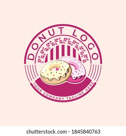 Delicious Donut Shop Logo Vector Template Illustration Design