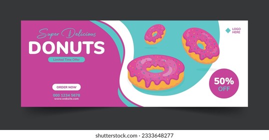 Delicious Donut social media cover post template design vector illustration