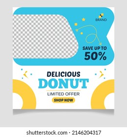 Delicious Donut Social Media Post Template Design
