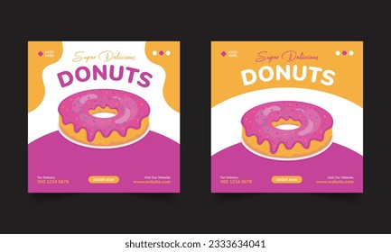 Delicious Donut Social Media Post Template Design vector illustration