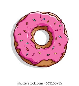 delicious donut with sprinkles and using doodle style with color and outline