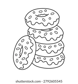 Delicious Donut Tower with Sprinkles | Fun Dessert Coloring Page