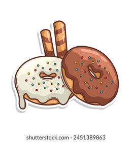 Delicious donut vector hand draw illustration