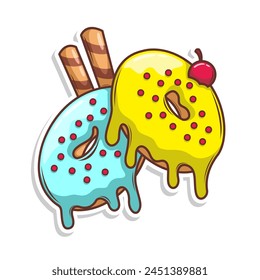 Delicious donut vector hand draw illustration