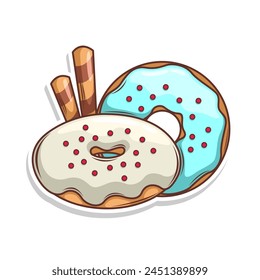 Delicious donut vector hand draw illustration