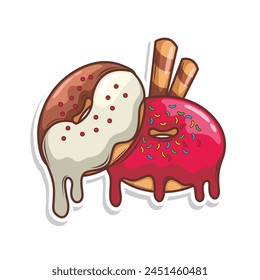 Delicious donut vector hand draw illustration