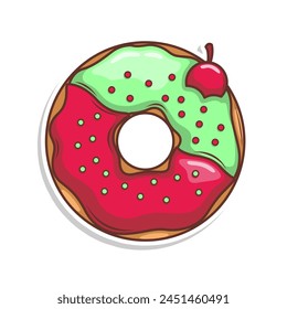 Deliciosa ilustración de dibujo a mano de Vector de donut