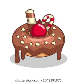 Deliciosa ilustración de dibujo a mano de Vector de dona