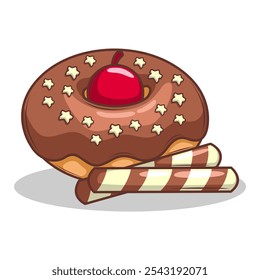 Delicious donut vector hand draw illustration
