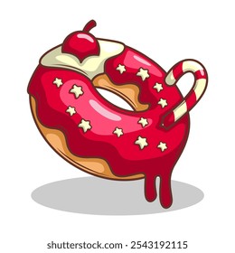 Deliciosa ilustración de dibujo a mano de Vector de dona