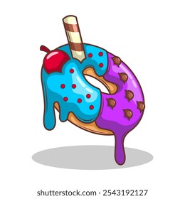 Delicious donut vector hand draw illustration
