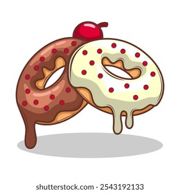 Deliciosa ilustración de dibujo a mano de Vector de dona