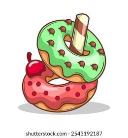Delicious donut vector hand draw illustration