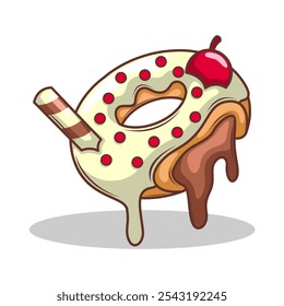 Delicious donut vector hand draw illustration
