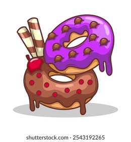 Delicious donut vector hand draw illustration