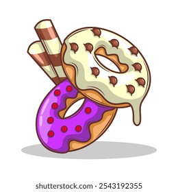 Delicious donut vector hand draw illustration