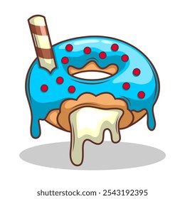 Deliciosa ilustración de dibujo a mano de Vector de dona