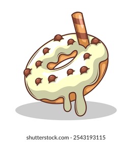 Deliciosa ilustración de dibujo a mano de Vector de dona