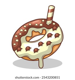 Delicious donut vector hand draw illustration

