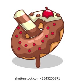 Delicious donut vector hand draw illustration

