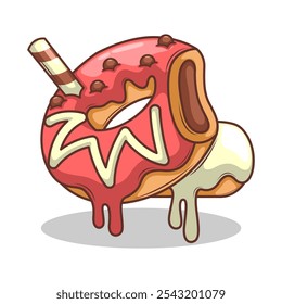 Delicious donut vector hand draw illustration

