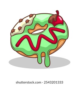 Deliciosa ilustración de dibujo a mano de Vector de dona
